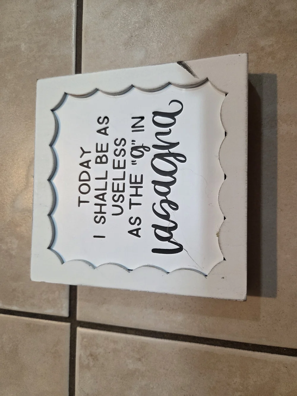 White Decorative Wall Plaque with Funny Lasagna Quote